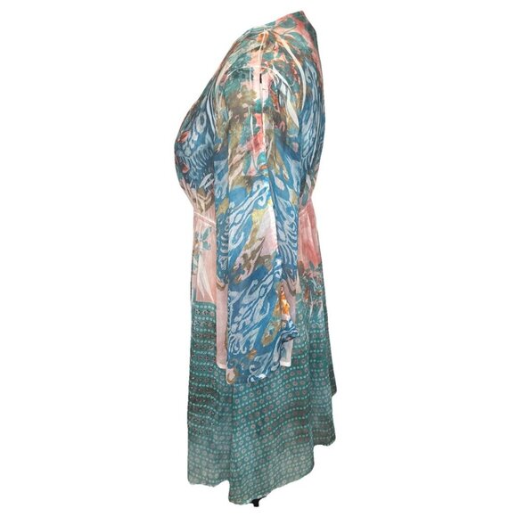 S Twelve Semi Sheer Blingy Dress Cover Up Y2K Gauzy Boho Beach Gypsy Fairy Sz L - Picture 7 of 12